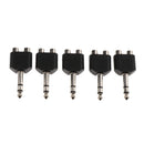 5pcs 1/4" 6.35mm/6.5mm Stereo Male To Dual RCA Female Adapter Male to 2 Female Audio Adapter Splitter for Sound Equipment (Double Channel)