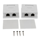 2 Pack of Cat6 DOUBLE Port Surface Mount Outlet Box RJ45 Face Plate + Backbox Combo