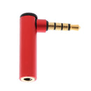 Universal 3.5mm 90 Degree Audio Adapter Right Angle Headphone Adaptor Female to Male AUX Adapter Red