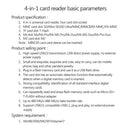 4 in 1 USB2.0 Flash Memory Card Reader Adapter Hub for SD/SDHC/SDXC/Micro SD
