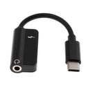 2 in 1 Type-C To USB-C 3.5mm Jack Aux Earphone Cable Adapter for Samsung Black