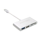 USB Type C Hub 2 USB Ports + SD/TF Card Reader for Laptop Notebook PC Silver