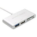 USB Type C Hub 2 USB Ports + SD/TF Card Reader for Laptop Notebook PC Silver