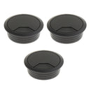 3Pcs 60mm Computer Desk Table Grommet Cable Port Wire Hole Cover -Black