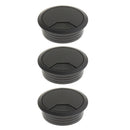 3Pcs 60mm Computer Desk Table Grommet Cable Port Wire Hole Cover -Black