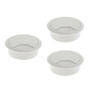 3Pcs 60mm Computer Desk Table Grommet Cable Port Wire Hole Cover Gray White