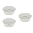 3Pcs 60mm Computer Desk Table Grommet Cable Port Wire Hole Cover Gray White