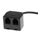 Telephone RJ9 Male to 2 Female 4P4C Connector Adapter Splitter Extension Cable (25cm/08ft)