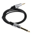 3.5mm to 6.35mm Adapter Jack Audio Cable for Mixer Amplifier Guitar Male to Male Aux Cable 1meter