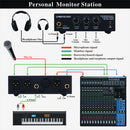 Stereo Personal Monitor Mixer 3 Channel Audio Amplifier DC 12V Portable