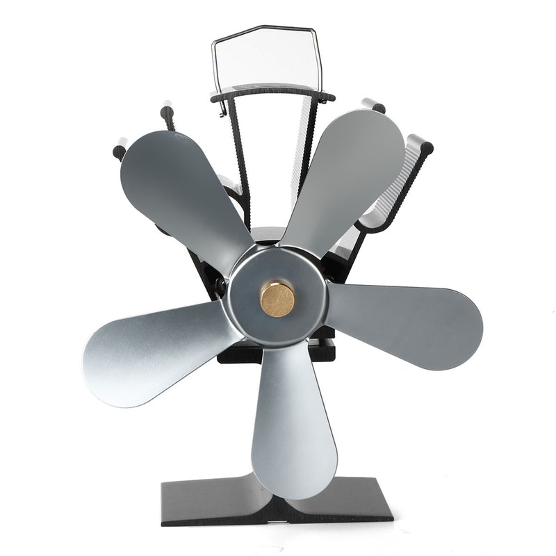 5 Blade Heat Self-Powered Wood Stove Fan Top Log Burner Fireplace Silent Ecofan