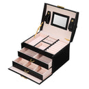 Lockable Velvet Jewelry Display Box Necklace Earing Storage Case Polyurethane Organizer