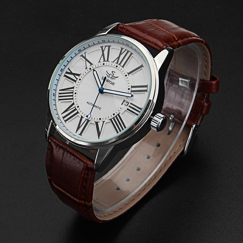 SEWOR Calendar Automatic Mechanical Watch Simple Style Analog Display Men Wrist Watch