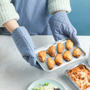 2PCS Waterproof Mitten Kitchen Cooking Microwave Oven Mitt Insulated Non-slip Glove Thickening Striped Cotton Glove