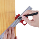 Adjustable 30cm Stainless Steel 45/90 Degree Line Scriber Angle Ruler Inch and Metric Magnetic Positioning Measuring Ruler Woodworking Tool