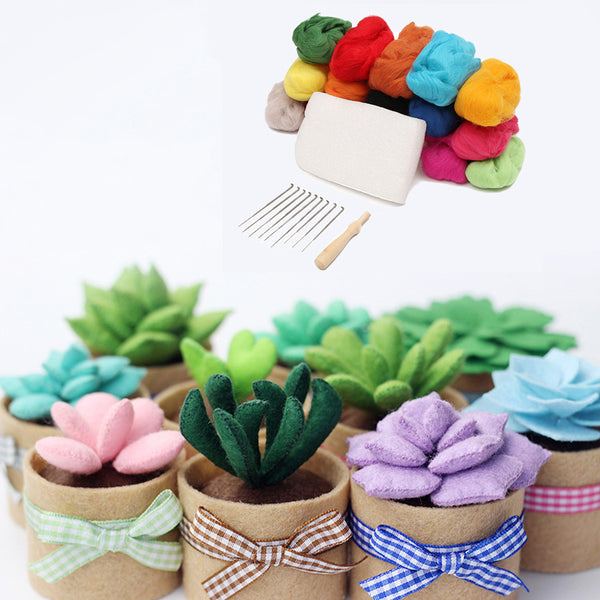 Wool Poke Green Potted Plants DIY Decoration Raw Material Kit For Home