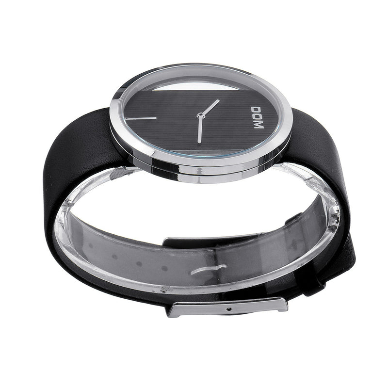 DOM Creative Ring Case Women Luxury Leather Strap Waterproof Quartz Watch