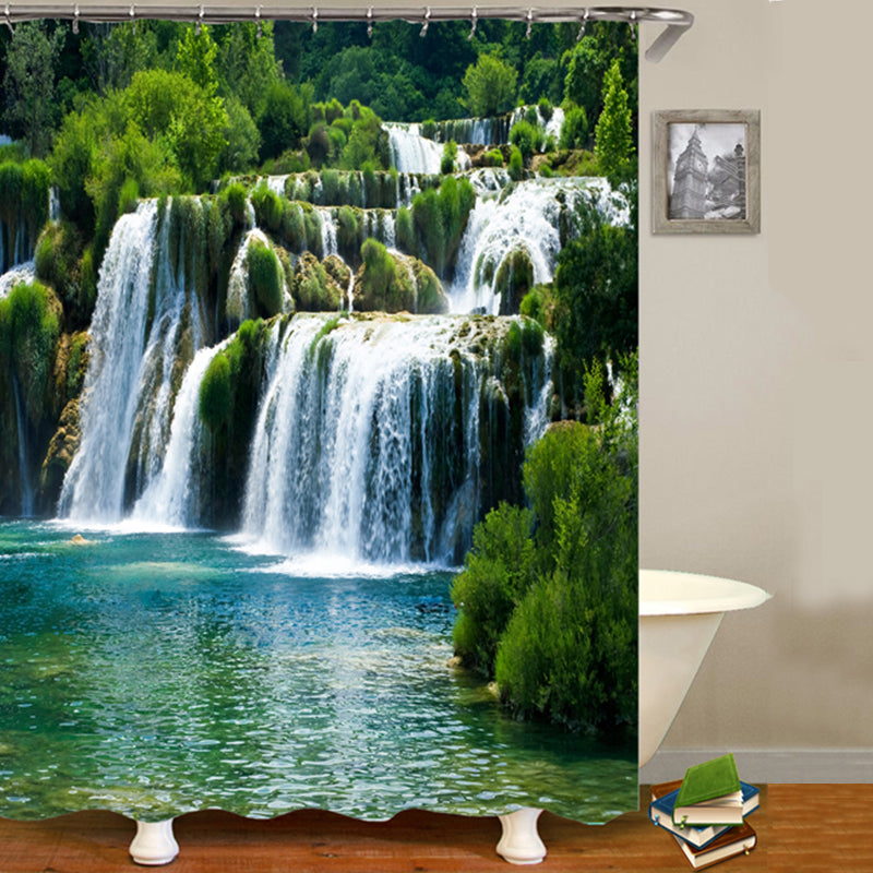 180 x180cm Shower Curtain Anti-Slip 3xCarpets Waterfall Style Bathroom Bath Mat