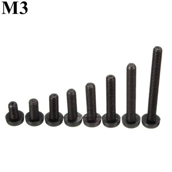 Suleve M3NP1 50Pcs M3 Nylon Screw Bolt Black Round Phillips Screw Nut Nylon PCB Standoff Assortment 5-25mm