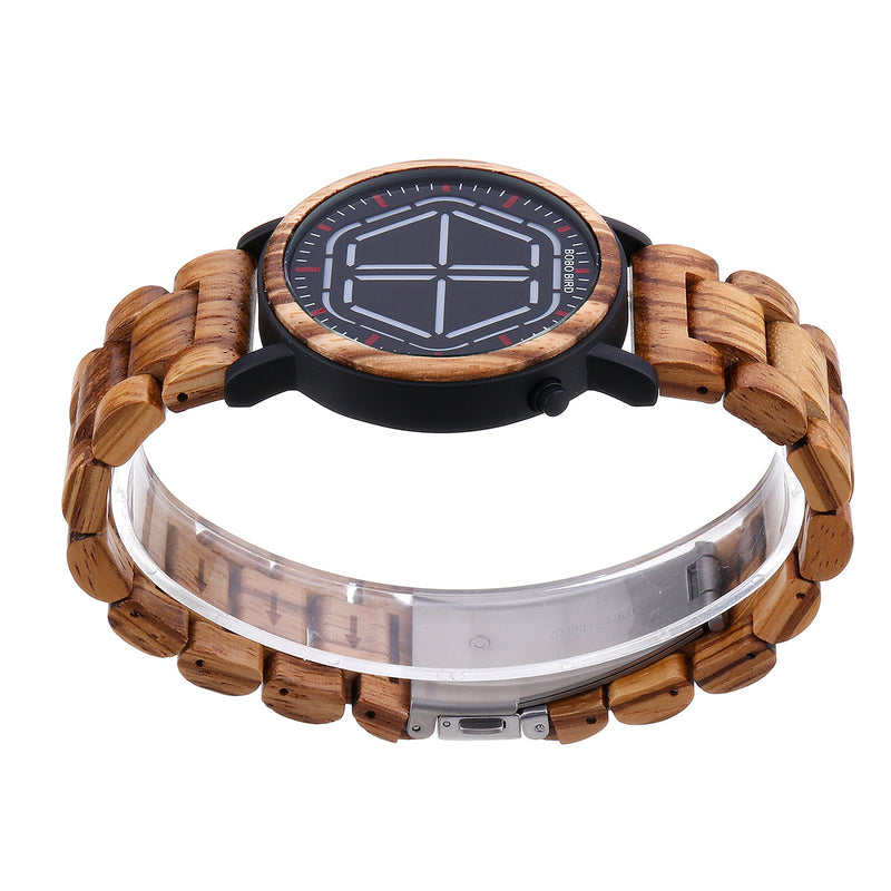 BOBO BIRD Creative Night Vision Wooden Watch Colorful LED Unique Time Display Men Quartz Watch