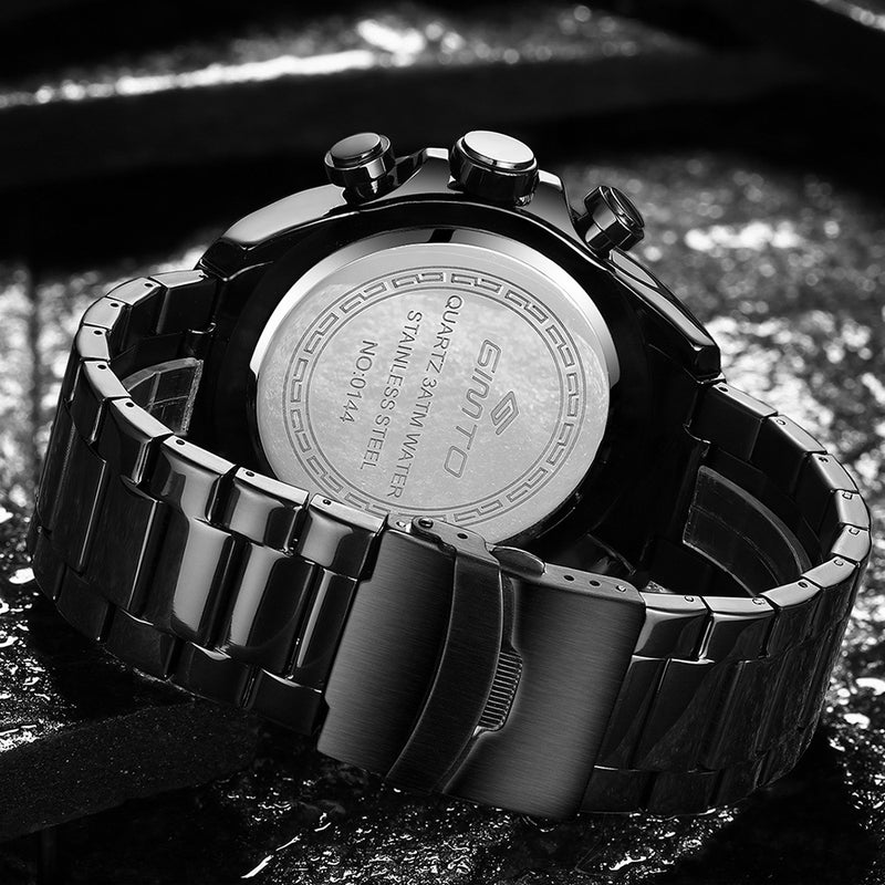 GIMTO GM259 Fashion Men Business Stainless Steel Band Three Dial Date Display Quartz Watch