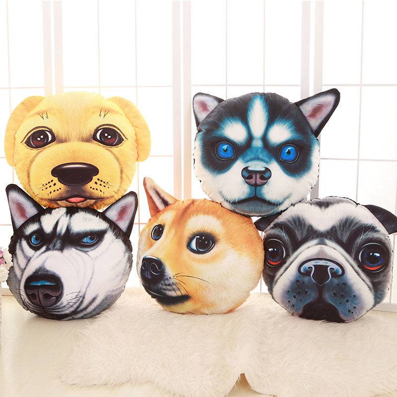 Creative Funny 3D Dog Cat Head Pillow PP Cotton Simulation Animal Cushion Birthay Gift Trick Toys