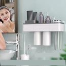 2 Cups Magnetic Toothbrush Holder Wall Mounted Bathroom Organizer Storage Rack
