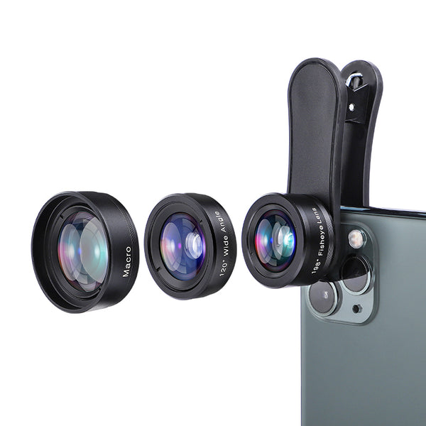 KUULAA 3in1 4K HD Wide Angle Lens Macro Fisheye Lenses Cell Phone Camera Lens Kit for iPhone 11 Pro Max Huawei P20 Pro Samsung Xiaomi Redmi