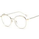 Retro Literary Optical Glasses Feather Round Glasses Frame Pearl Legs Ladies Eyeglasses Eye Care