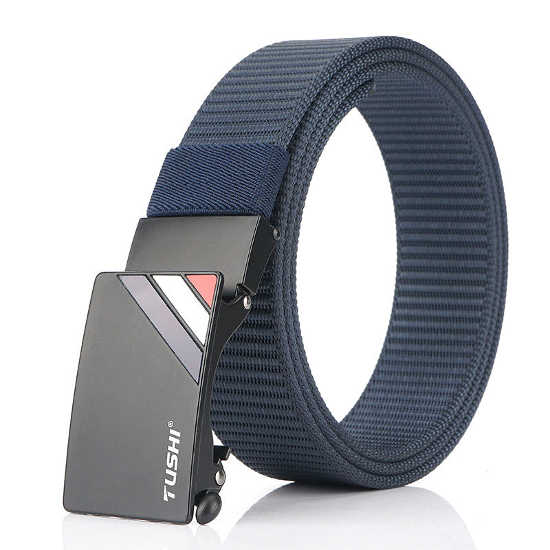 TUSHI 125cm Thick Nylon Belt Quick Release Metal Buckle Business Tactical Belt