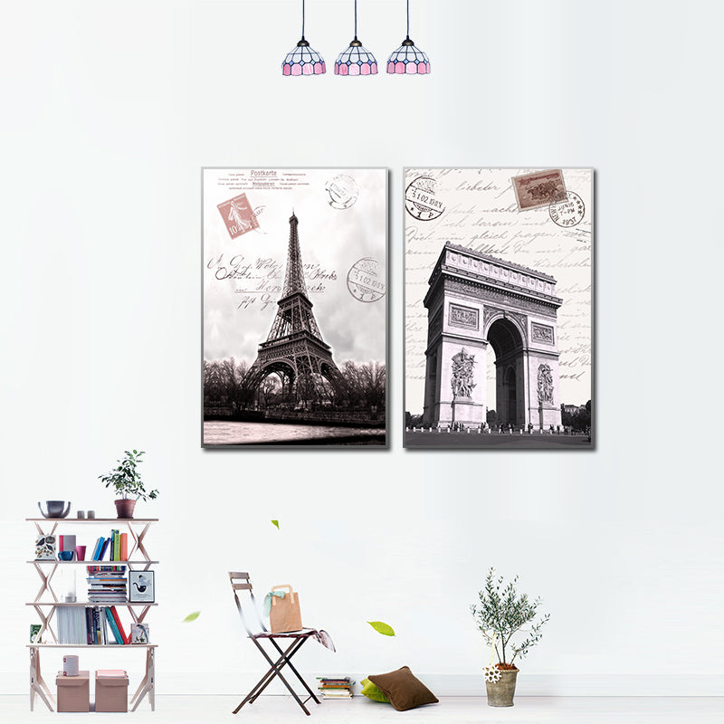 Miico Hand Painted Combination Decorative Paintings Paris Landscape Paintings Wall Art For Home Decoration