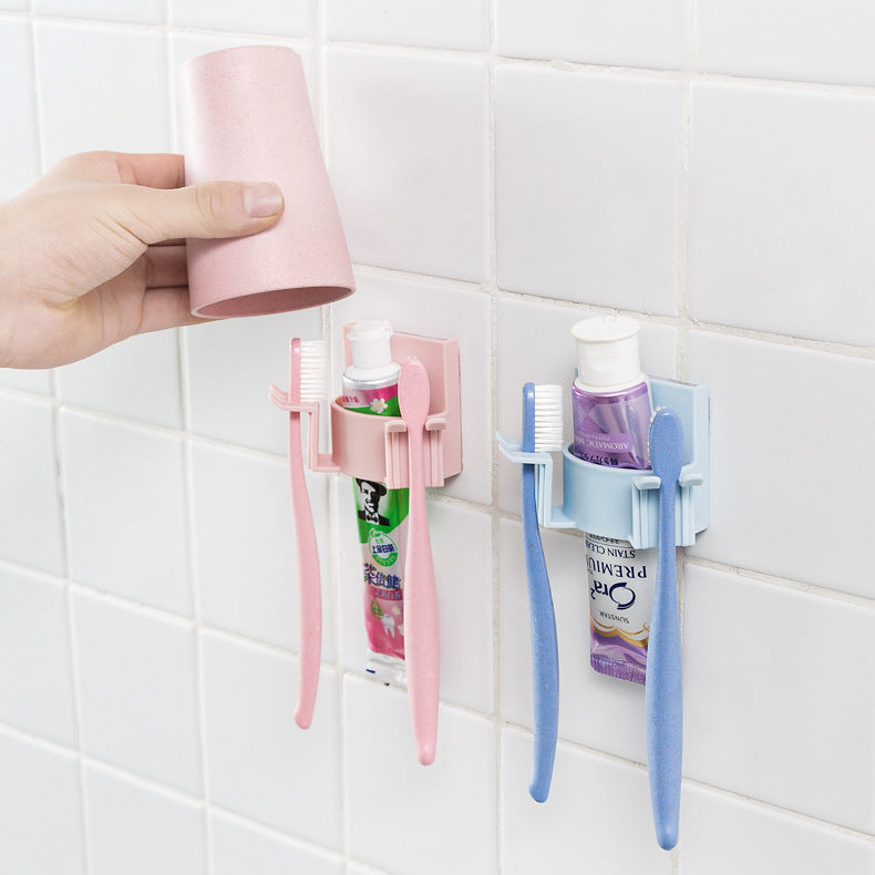 Multifunction Plastic Strong Suction Cup Shelf Toothbrush Holder