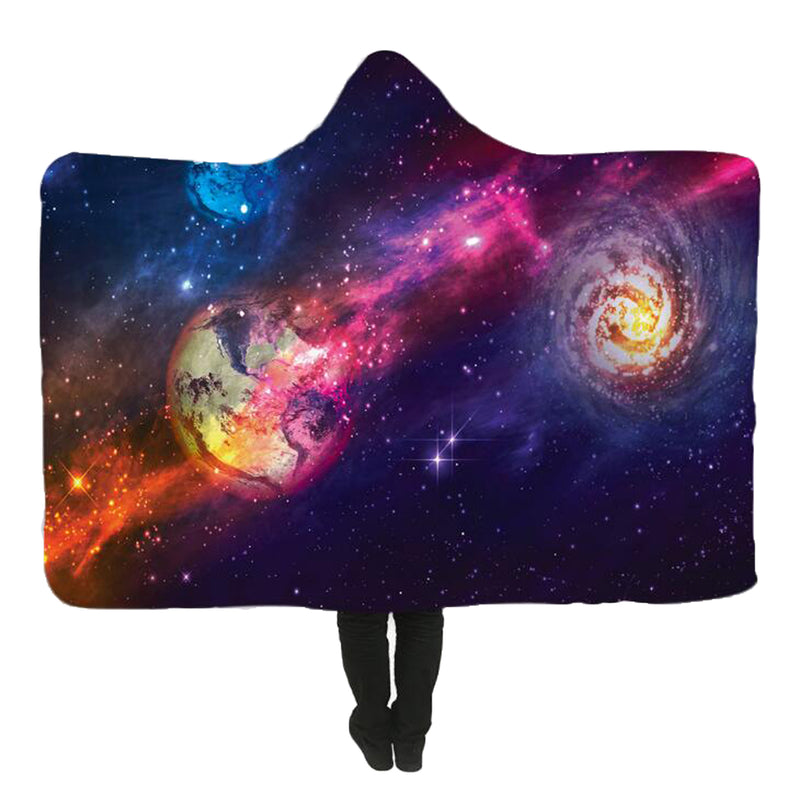 150x200cm Starry Sky Hooded Blankets Wearable Soft Winter Bed Cover Halloween