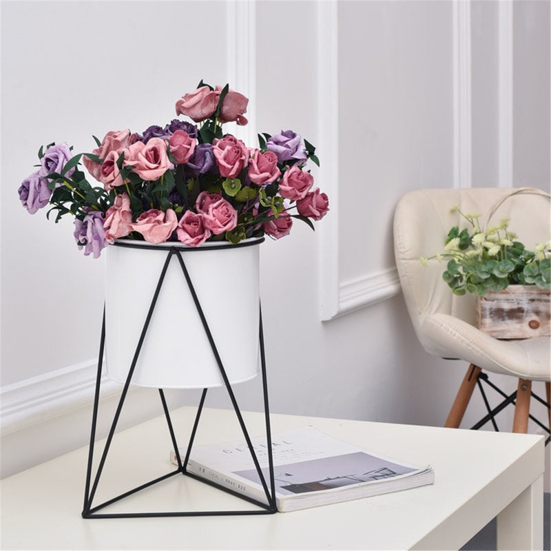 Geometric Metal Flower Pot Stand Chic Indoor Garden Plant Holder Display Planter
