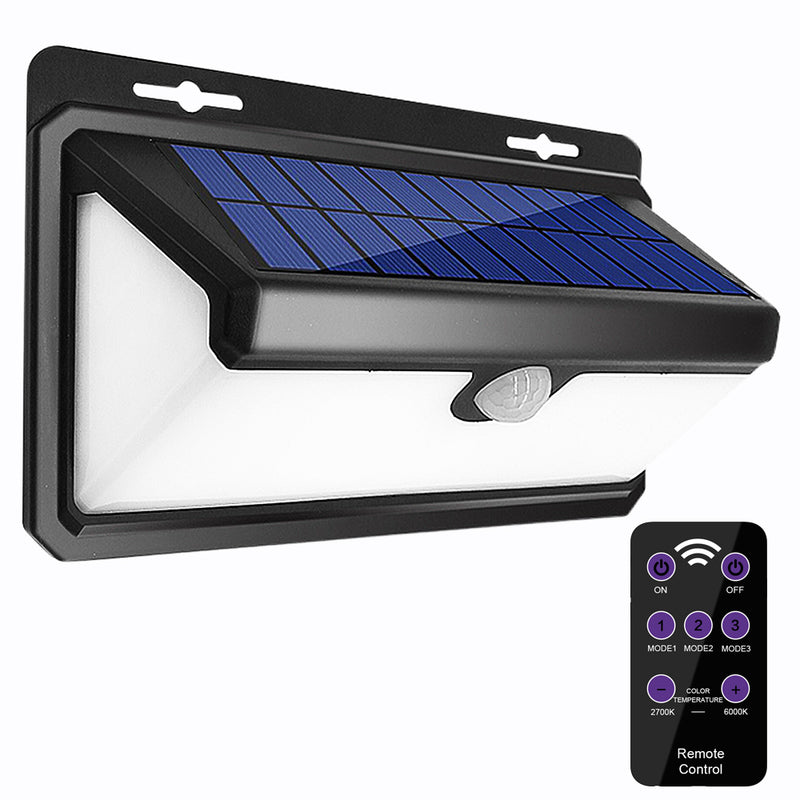 AUGIENB 800LM Solar Powered Lamp PIR Motion Outdoor Yard Garden Light Remote Control