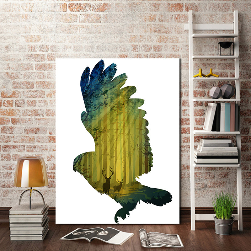 Miico Hand Painted Oil Paintings Simple Style-C Flying Owl Wall Art For Home Decoration Painting
