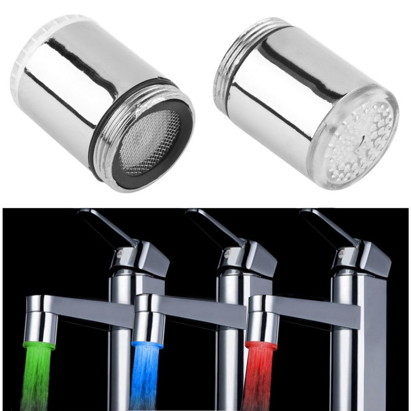 LED Light Water Tap Temperature Sensor RGB Glow Shower Stream Shower Head Faucet