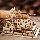 3D Self-Assembly Wooden Marble Run Handcrank Waterwheel Magic Crush Puzzle Building Kits Mechanical Model Gift
