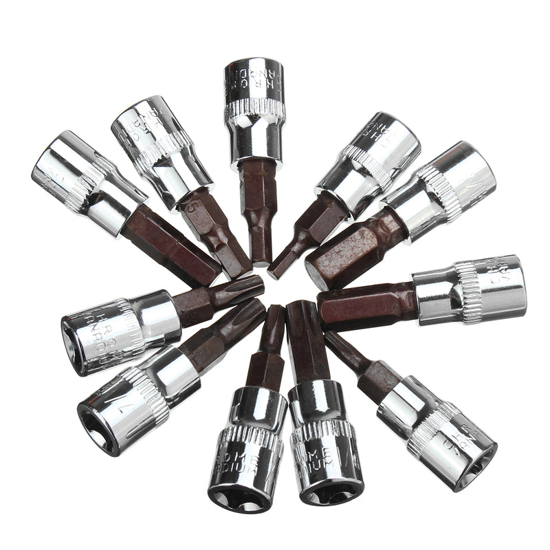 53Pcs 1/4" Drive Socket Ratchet Wrench Combo Bit Set Car Motorcycle Repair Hand Tool Kit