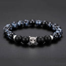 Fashion Men's Beads Bracelet Leopard Charm Natural Stone Adjustable Bracelets