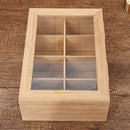 8 Compartments Wooden Tea Box Glass Top Lid Cover Container Teabags Display Storage Gift