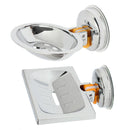 Chrome Plated Classic Bathroom Shower Sink Soap Dish Holder Basket Suction Cup