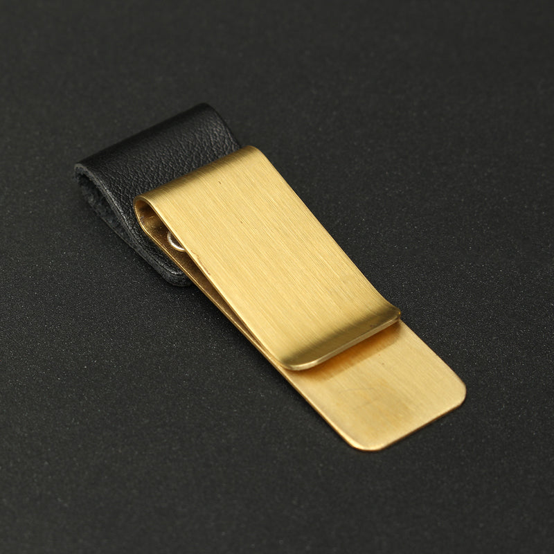 Stainless Steel Leather Notebook Clip Metal Pen Holder Paper Folder