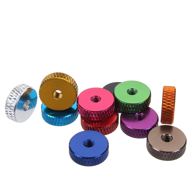 Suleve M3AN11 10Pcs M3 Manual Knurled Thumb Screw Nut Spacer Flat Washer Aluminum Alloy Multicolor