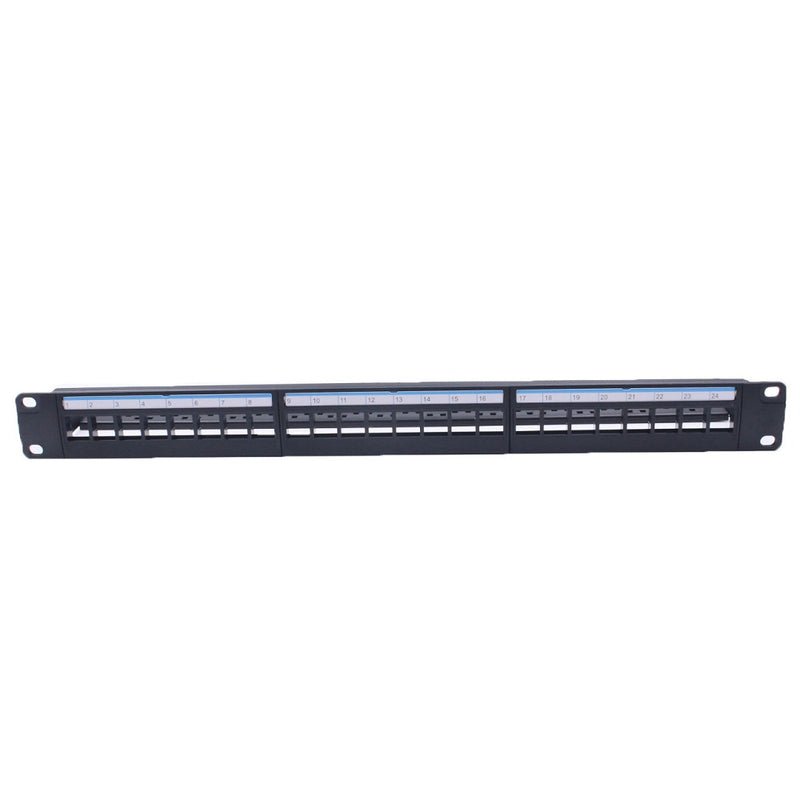19Inch 1U Cabinet Rack Pass-through 24 Port CAT6 Patch Panel RJ45 Network Cable Tester Keystone Jack Modular Distribution Frame
