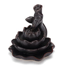 Ceramic Lotus Pond Waterfall Smoke Backflow Cone Censer Incense Burner Holder + 10 Cones