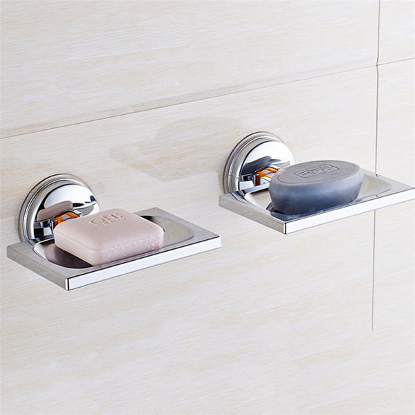 Chrome Plated Classic Bathroom Shower Sink Soap Dish Holder Basket Suction Cup