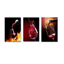 Miico Hand Painted Three Combination Decorative Paintings Red W-ine Glass Wall Art For Home Decoration