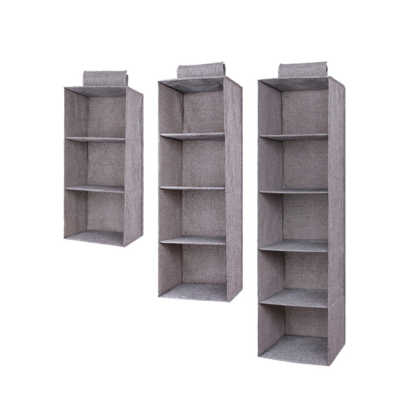 Minleaf Cotton Linen Hanging Closet Organizer Foldable Clothes Storage Bag