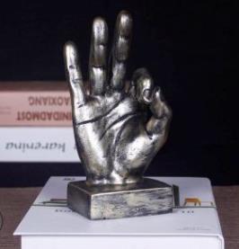 OK/Victory/Thumb Sign Silver Finger Hand Resin Living Room Table Decorations Ornament